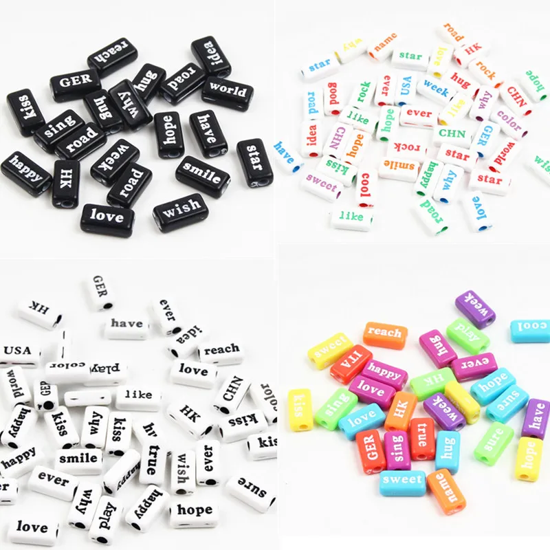 50pcs 8x14mm Acrylic Letter Beads Phrase Word Alphabet Spacer Beads For Jewelry Making DIY Necklace Bracelet Accessories