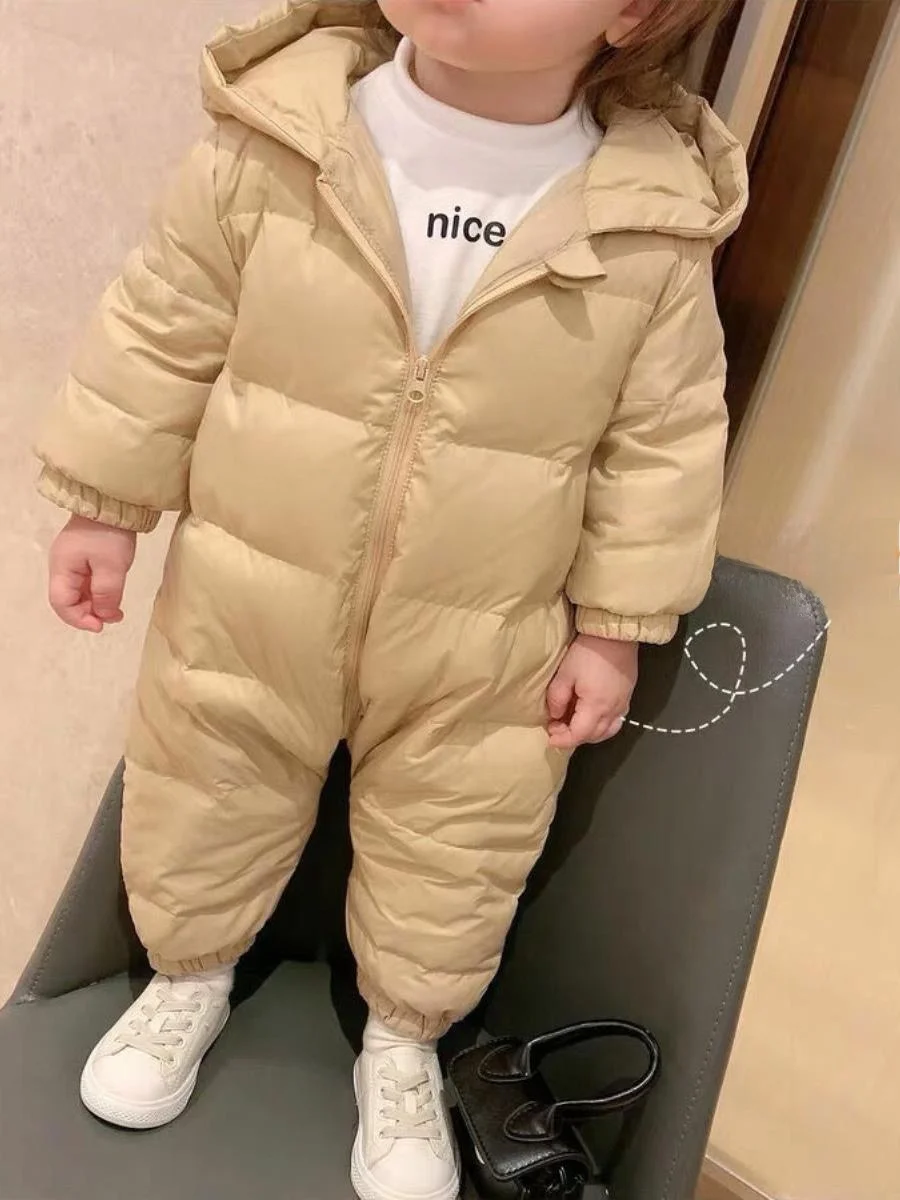 

Детский хлопковый комбинезон-человечек для новорожденных, зимний, теплый, с капюшоном, утепленный, для улицы, для пляжа