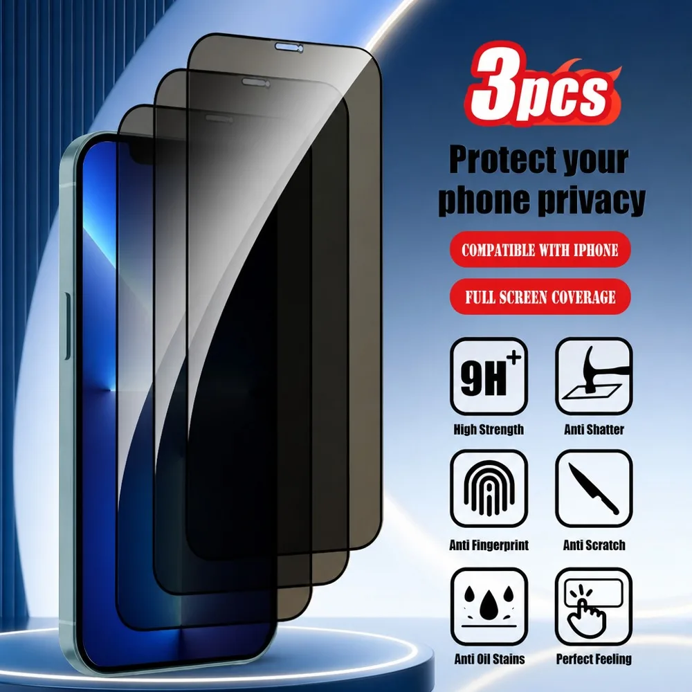 3 Stück Anti-Spionage Panzerglas für iPhone 18 Privatsphären-Displayschutz für iPhone 18 Pro 18 Pro Max