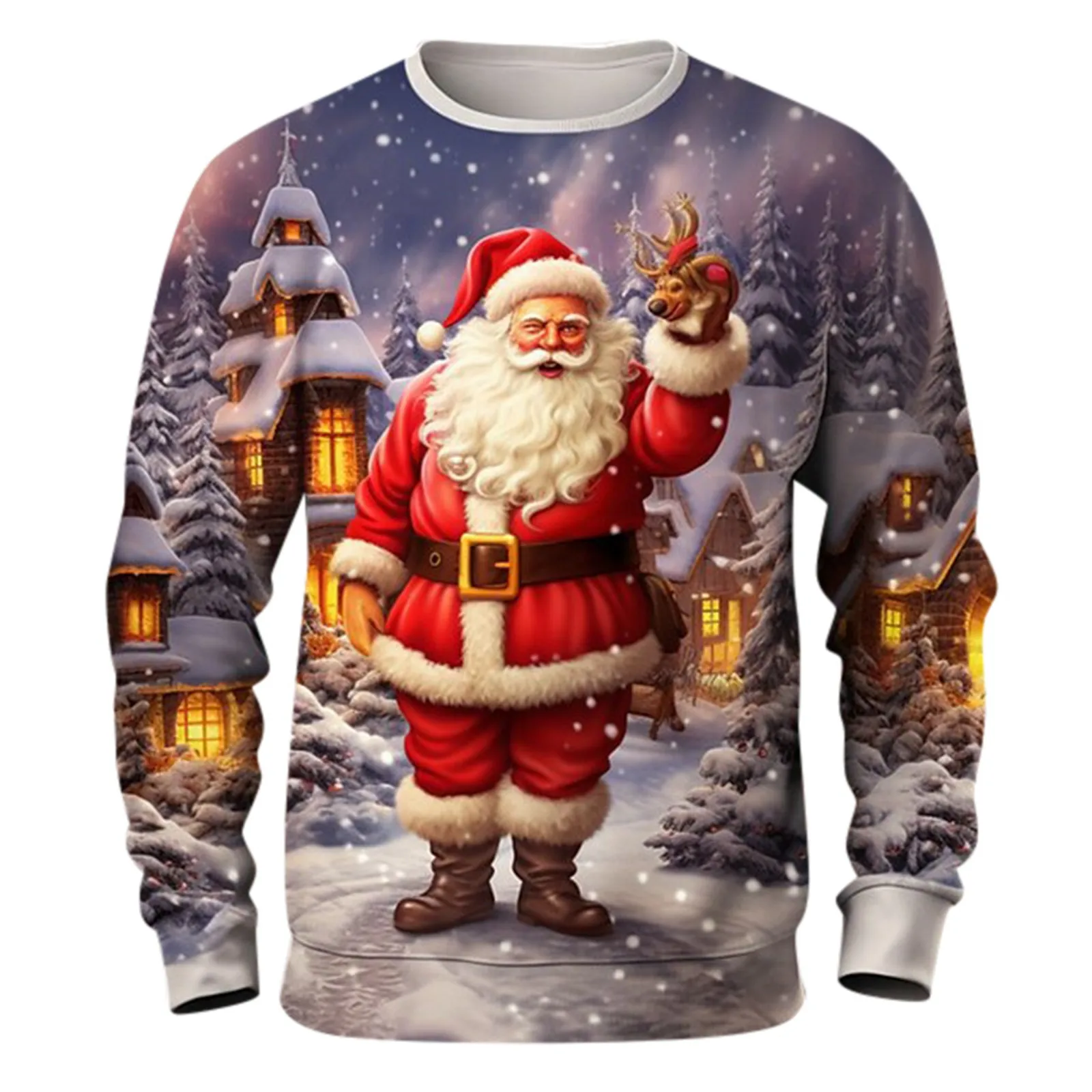 2024 Men's Santa 3D Digital Print Casual Fashion Crewneck Pullover Hoodie Outdoor Clothing Streetwear Hip Hop