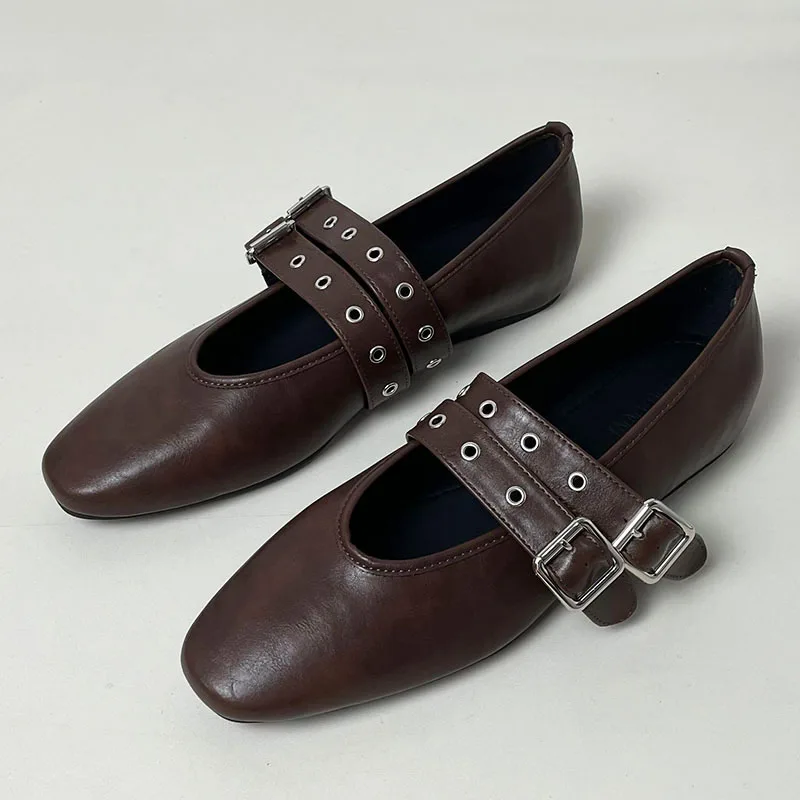 Spring Female Buckle Strap Footwear Ballet Flats Fashion Women Dance Shoes Round Toe Ladies Flats With Lolita Shoes