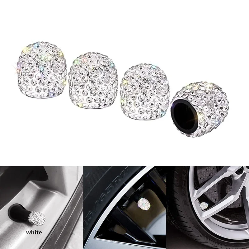 

4Pcs Bling Tire Valve Cap Diamond Crown Wheel Caps Rhinestone Clay ABS Car Tires Valves Tyre Stem Air Valve Caps Airtight Cover