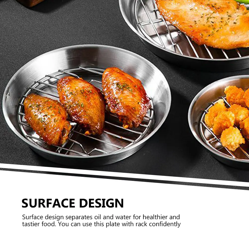 

1 set Stainless Steel Baking Pan with Rack Oil Draining Grilling Roasting Plate Rust Resistant Easy Clean for Home