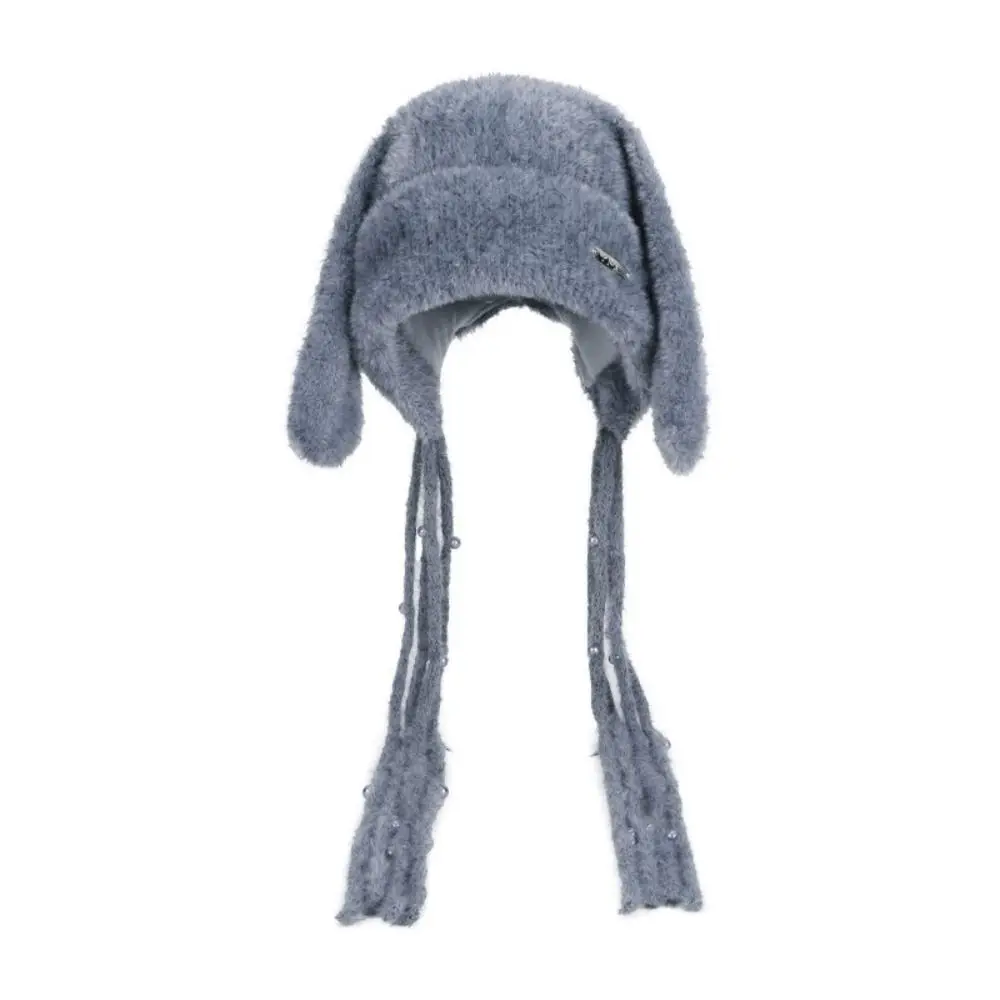 

Высококачественная зимняя теплая шапка с защитой ушей, ветрозащитная, морозостойкая, пуловер с заячьими ушками, мягкая пушистая вязаная шапка с большими ушками, лыжная шапка