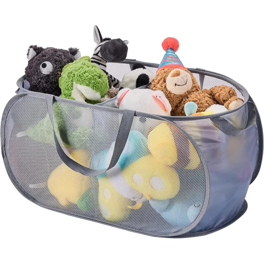 

Large toy storage basket organizer, foldable toy storage box with dividers and 2 sturdy handles.