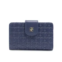 CH exquisita marca de lujo Color sólido letra impresa tarjetero para mujer Simple cartera corta de moda nueva cartera azul