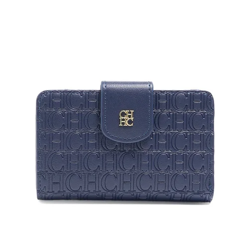 Exquisita marca de lujo, tarjetero con estampado de letras de Color sólido para mujer, cartera corta Simple a la moda para mujer, nueva cartera azul