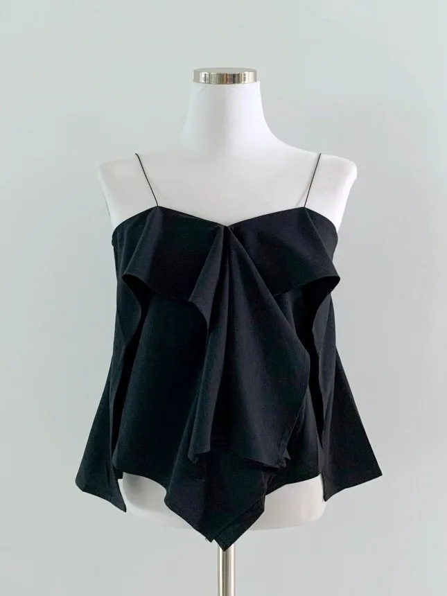 

Chic Summer Casual Loose Women's Tank Top Square Collar Irregular Lace Trim Design Faionable Commute ort Sve T-irt