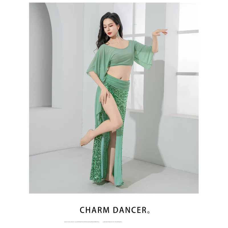 Roupas de dança do ventre novo estilo prática conjunto luz luxo lantejoulas traje dança oriental roupas desempenho