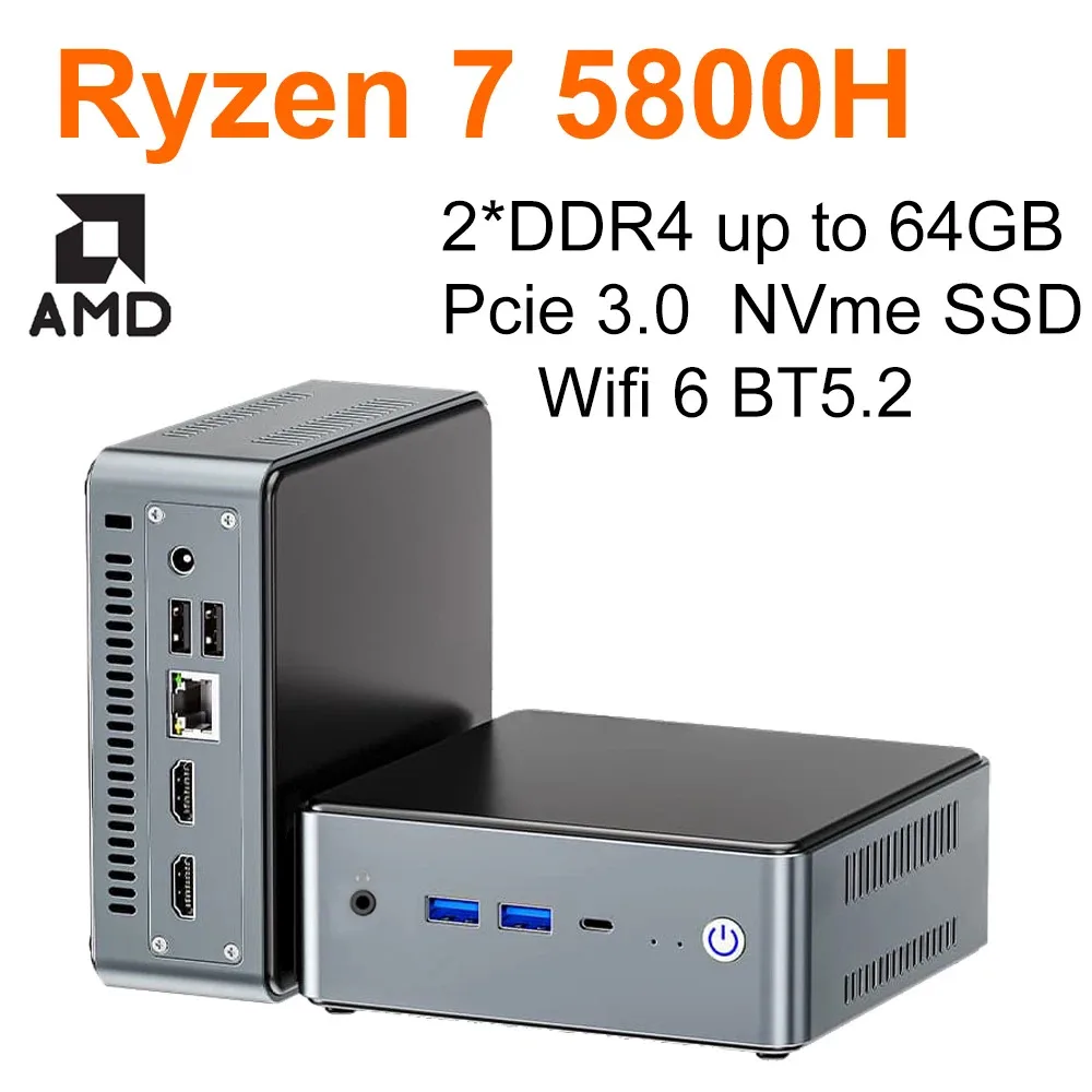 SZBOX Z58 Ryzen 7 5800H Mini PC Windows 11 Pro DDR4 16GB/32GB 512GB Nvme SSD WIFI6 BT5.2 Desktop MINI PC Gamer Computer