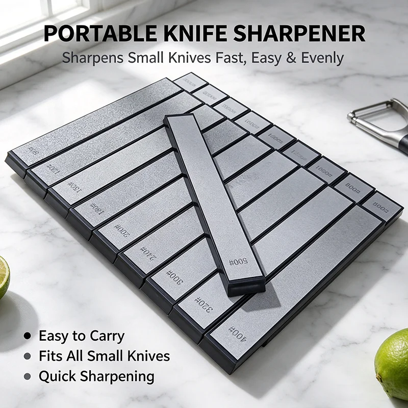 Knife Sharpener Compact Apex Sharpening Kit Diamond Whetstone Bar Smoother Portable Kitchen Knives Scissors Razor