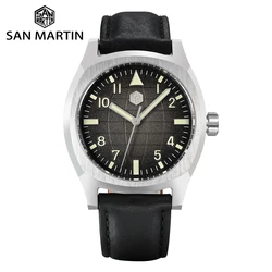 San Martin Original Design 38mm Sport Mens Watch Luxury Men Automatic Mechanical Wristwatch Oil Pressure Grid Pattern Dial 10Bar