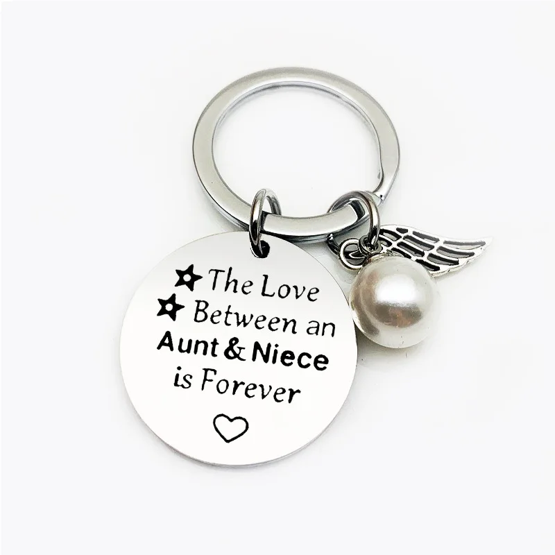 New Aunt Keychain Pendant  Niece Aunt Birthday Christmas Gifts Key Chain Keyring The Love Between Aunt and Niece Is Forever