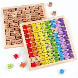 Wooden Multiplication Board Game, 81 Cubes Blocks Montessori 9*9 Times Table Tray with Answers Preschool Learning Toys Gift