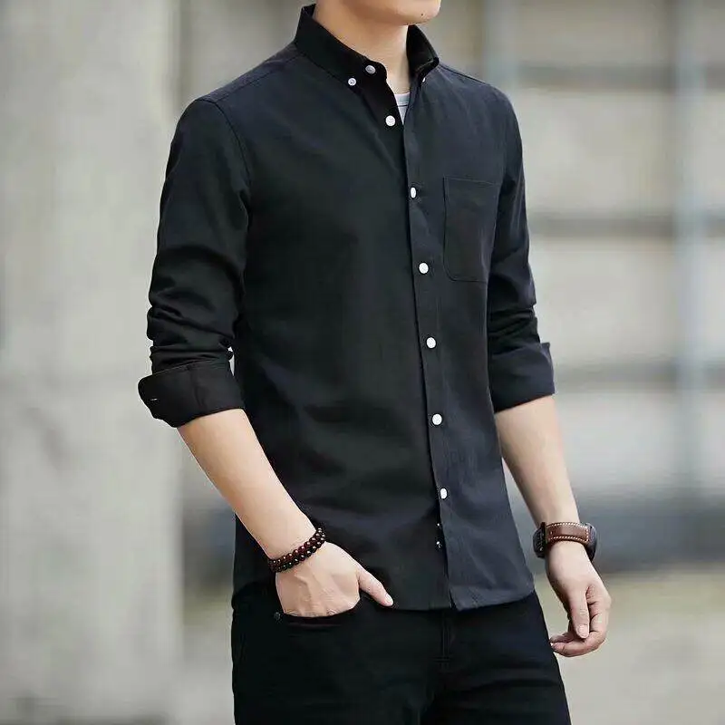 

Men's Casual Loose Long Sve irt Durable Workwear Jaet PU Leather CleanFit Sle Youth ular Spring Autumn Wear