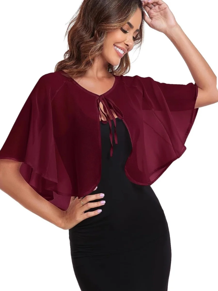 

Летняя женская модная разноцветная короткая шифоновая блузка с открытыми плечами и сетчатой вставкой, традиционный китайский этнический аксессуар.