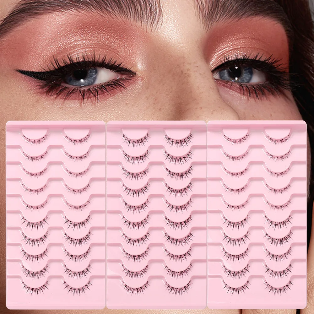10 Pairs of Natural Little Devil False Eyelashes (Top & Bottom Lash Strips) Fake Eyelashes Extension- Reusable 10 to 15 Times