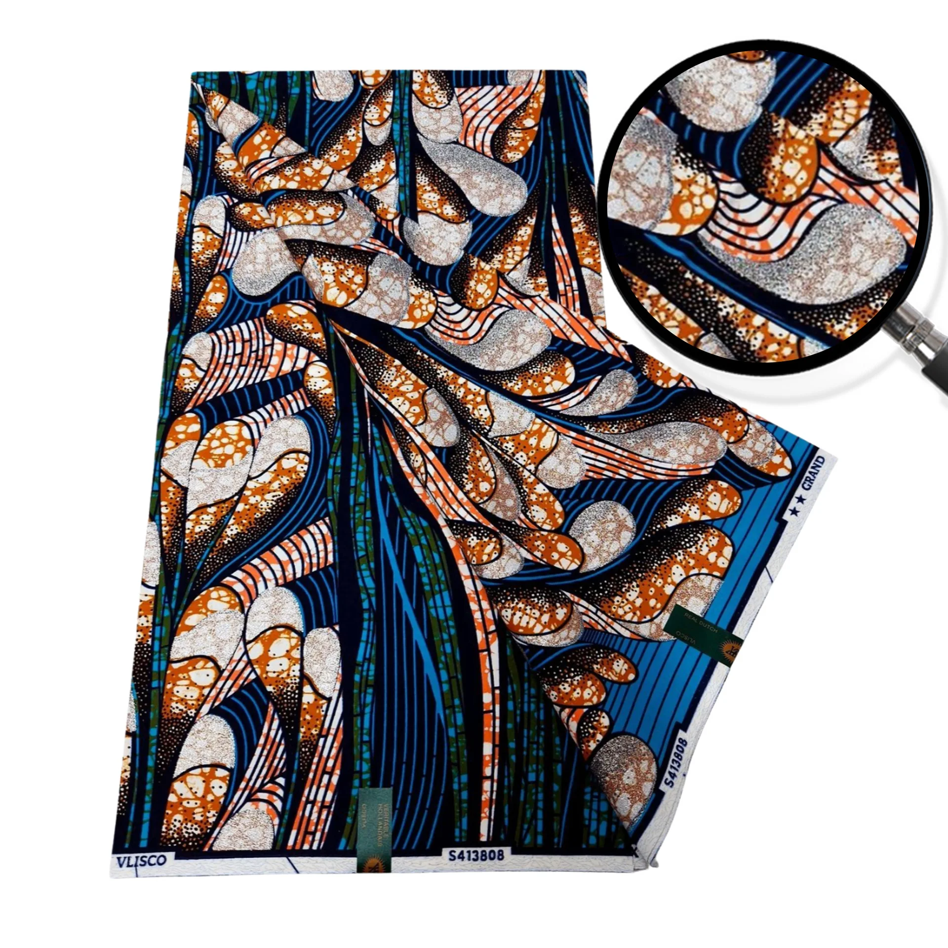 African Batik Cloth Golden Glitter Printing Super Wax Fabric 100% Cotton Batik Cloth Loincloth for Sewing Party Dresses Material