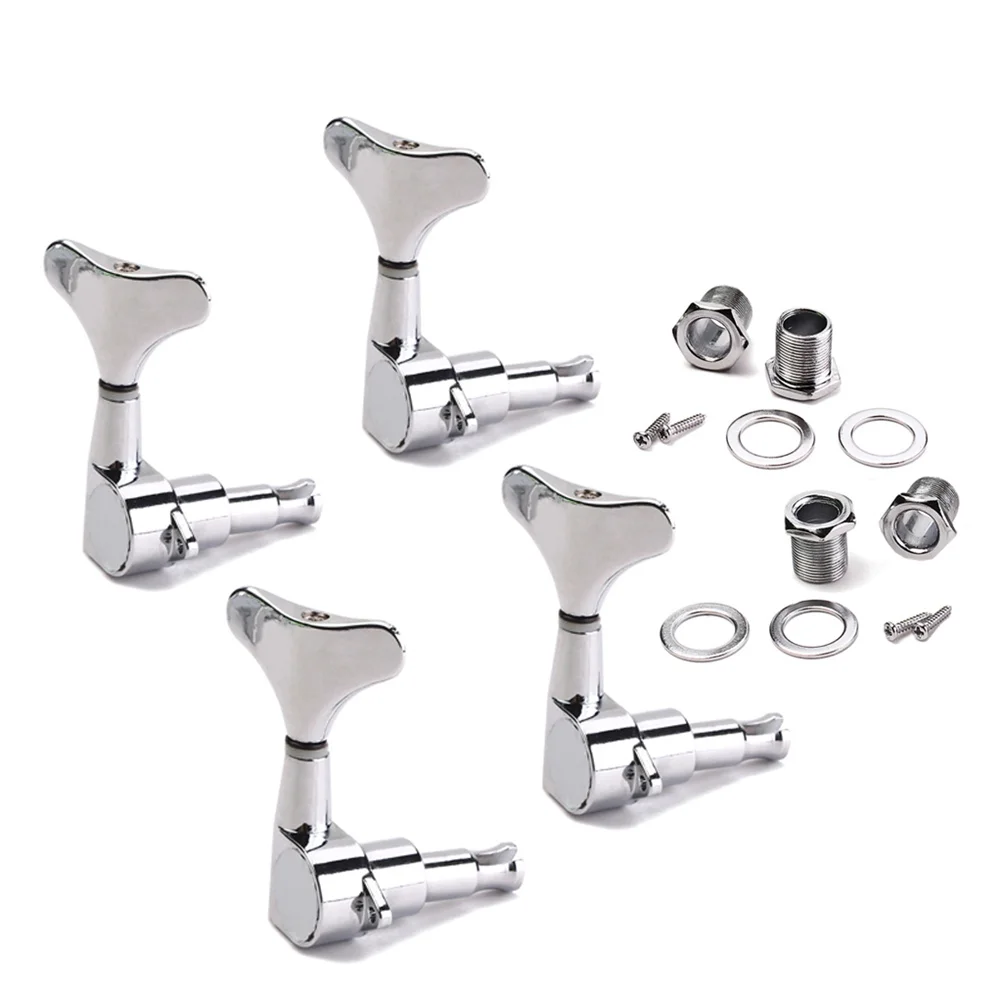 

4r Bass Guitar Tuning Pegs Machine Heads Durable Plated Metal Replacement for Electric Acoustic Guitar Ferrules Screws