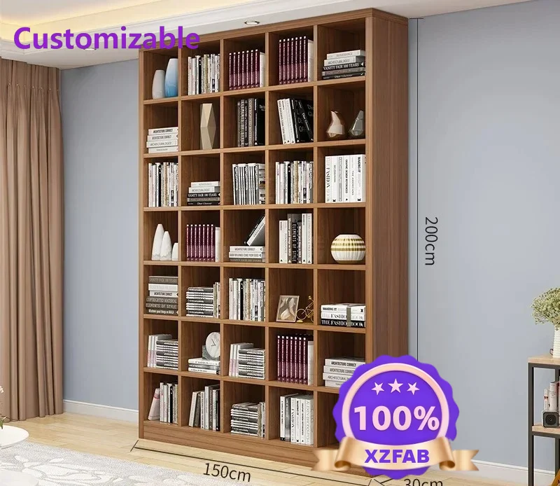 Factory Direct 2026 Nordic Bookcase Floor Standing Bookcase Full Solid Wood Storage Shelf Living Room Display Cabinet Home