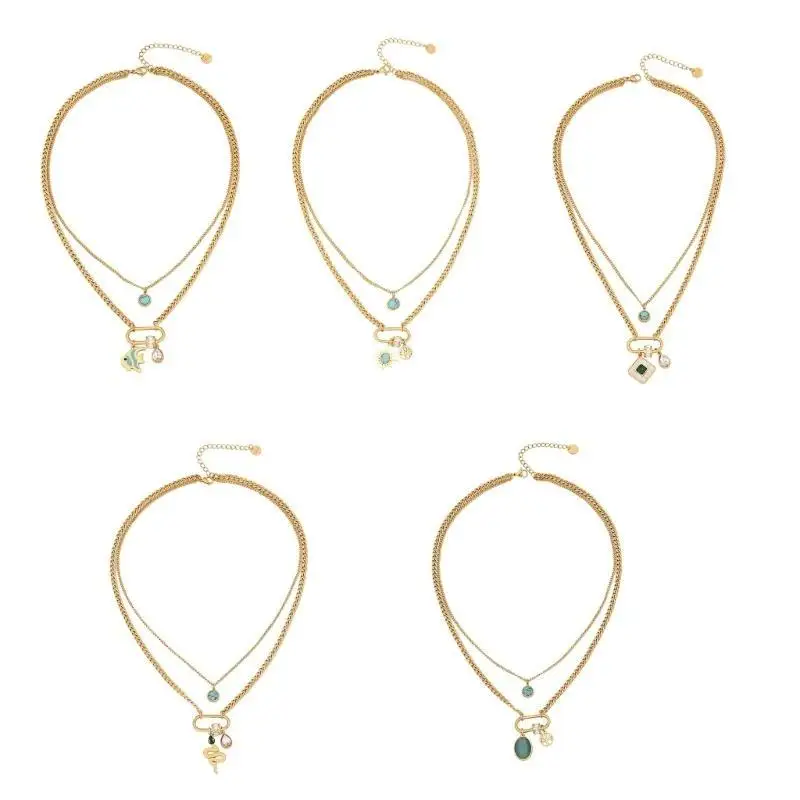 31BB Sophisticated Emerald Choker with Elegant Moonstone Pendant Adjustable Chain Jewelry Accessory for Comfort Fits