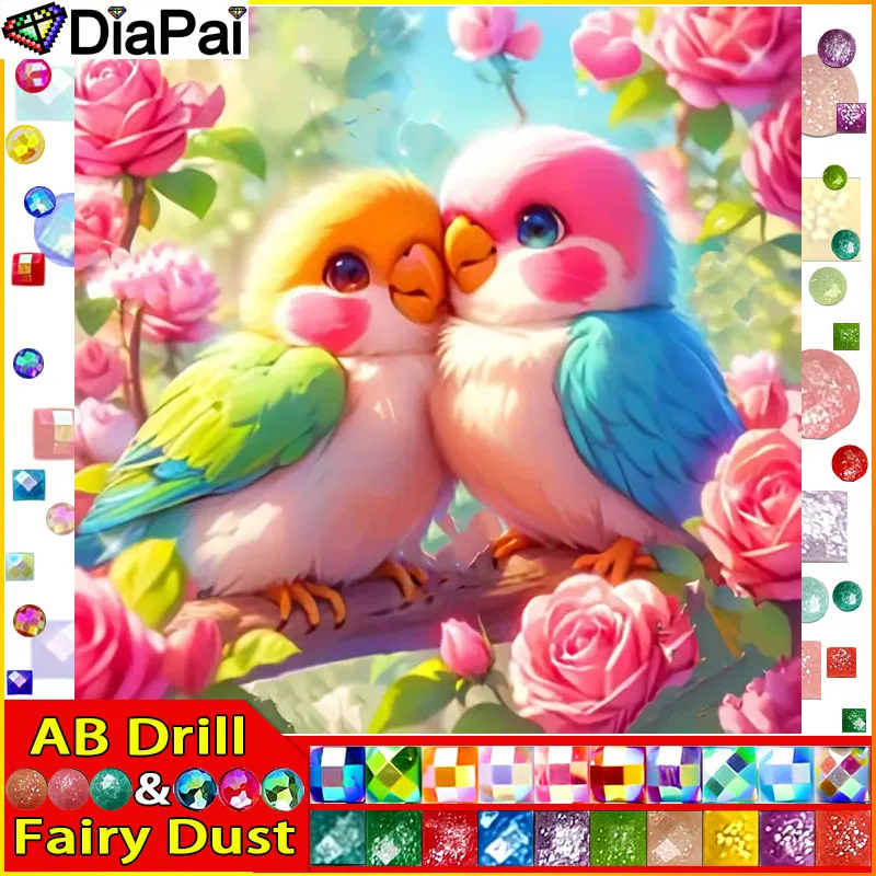 

DiaPai Fairy Dust AB Алмазная картина "Ппугай Птица Цветок" Полный квадратный круглый Diy 5d Алмазная вышивка Картина Горный хрусталь Искусство