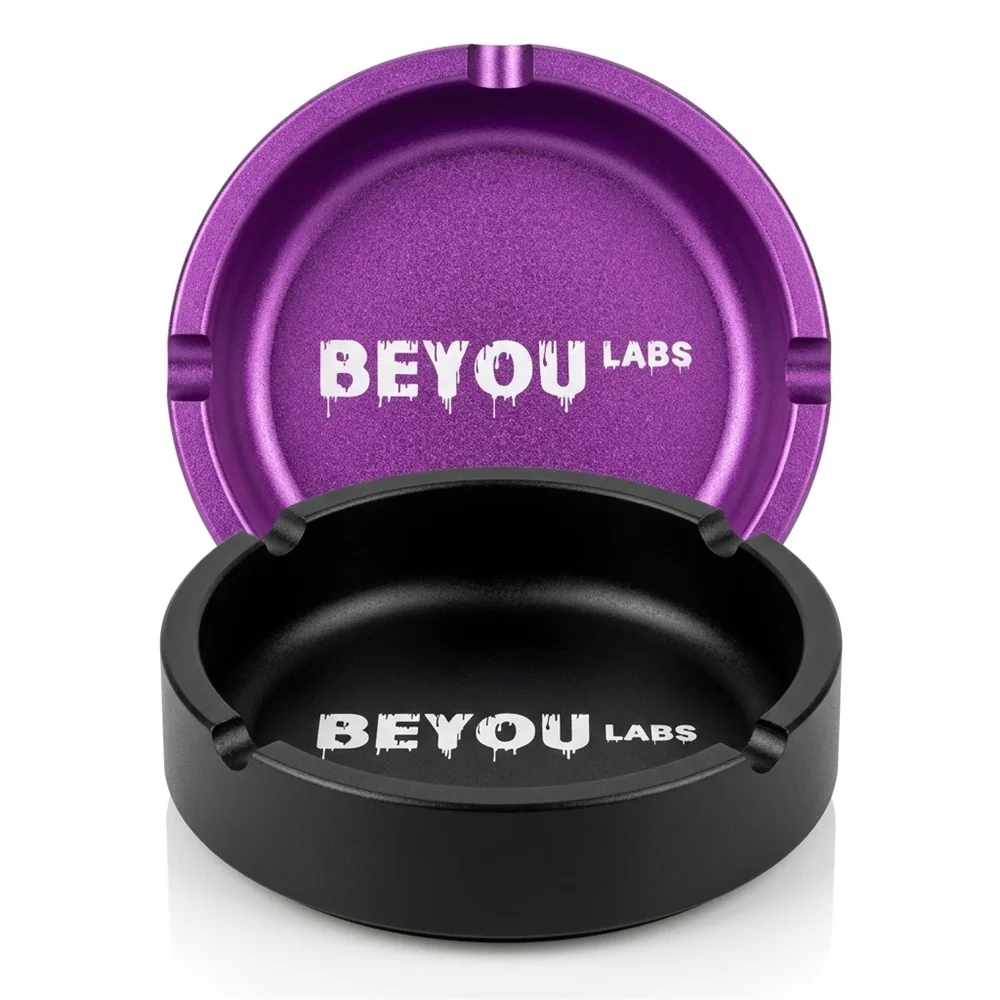Metal Ash Tray Alumnium Alloy Custom Logo Cigarettes Tobacco Matte Smoking Ashtrays Accessories For Home Office Bar Restaurant