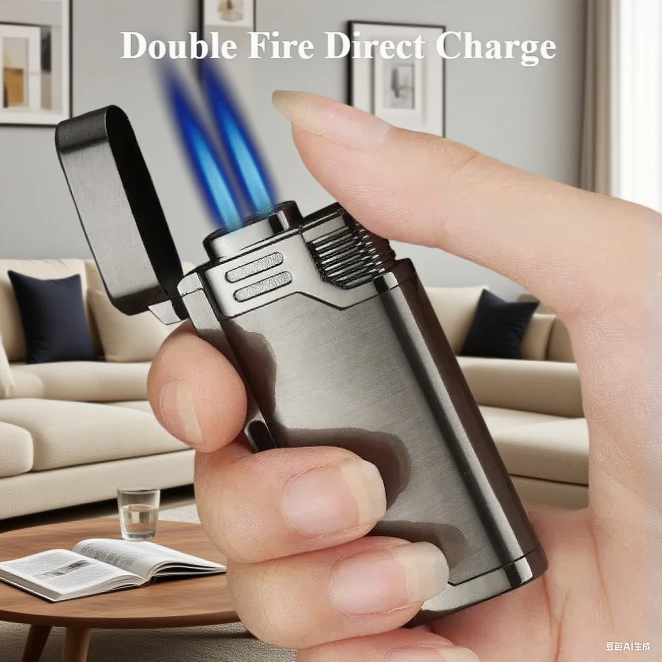 

With Keychain Torch Turbine Lighter Jet Butane Blue Fire Cigar gas Lighter Cigarette Lighter 1300 C Butane Windproof Lighters