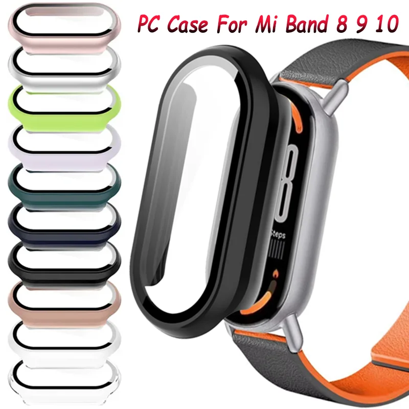 HD Tempered Glass+PC Case For Xiaomi Band 10 9 8 All-around Screen Protective Shell For Mi Band 8 9 10 NFC Upgraded Bumper Cover