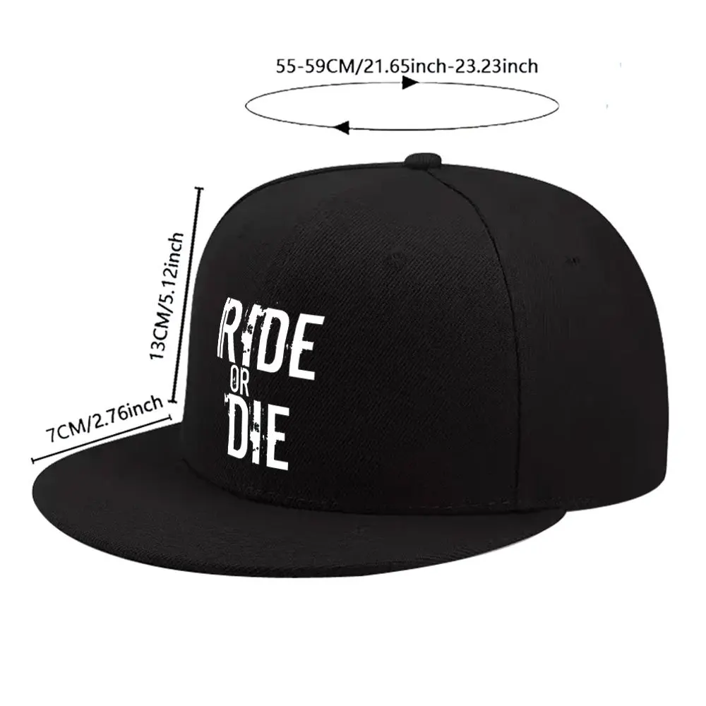 RIDE OR DIE Unisex Duckbill Baseball Cap with Iconic - Lightweight Flat Brim Hip-Hop Hat Suitable for Streetwear, Outdoor,, Chri