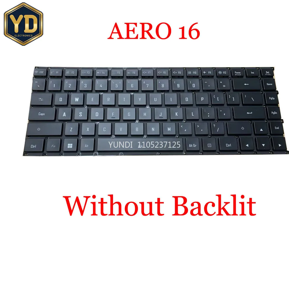 Клавиатура для ноутбука YD без подсветки для Gigabyte AERO 16 (12-го поколения) AERO 16 YE5 XE5 KE5 YE4 XE4 KE4, английская раскладка (США), черная, без рамки