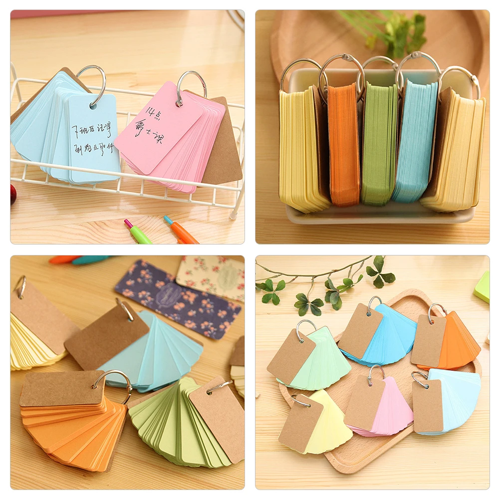 

5pcs Notebook Memo Cards Blank Flashcards Hole Punched Rings Lightweight Portable Office Supplies Travel Daily Life Vocabulary