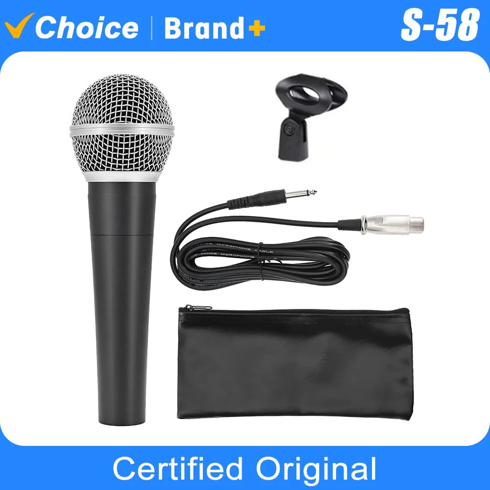 Micrófono Vocal Profesional S58 con Cable, Dinámico Cardioide de Metal, Micrófono de Mano para Karaoke, Grabación BBOX, Estudio en Vivo y Escenario