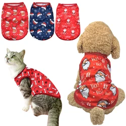 Pet Christmas Clothes Cat Costume Dog Vest New Year Festival Puppy Apparel Soft Kitten Shirt French Bulldog Pug Outfits Supplies