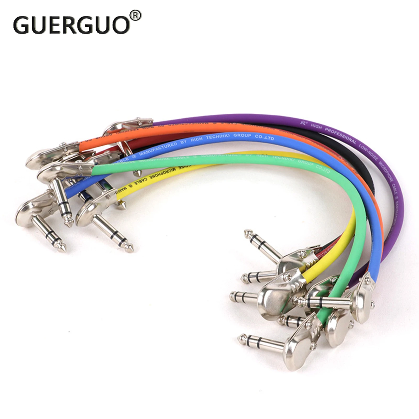 Guitar Effects Pedal Cable Flat Patch Connector 6.5 Stereo Male Plug 1/4Inch TRS Jack Copper Core PU Wire Adapter Colorful Line