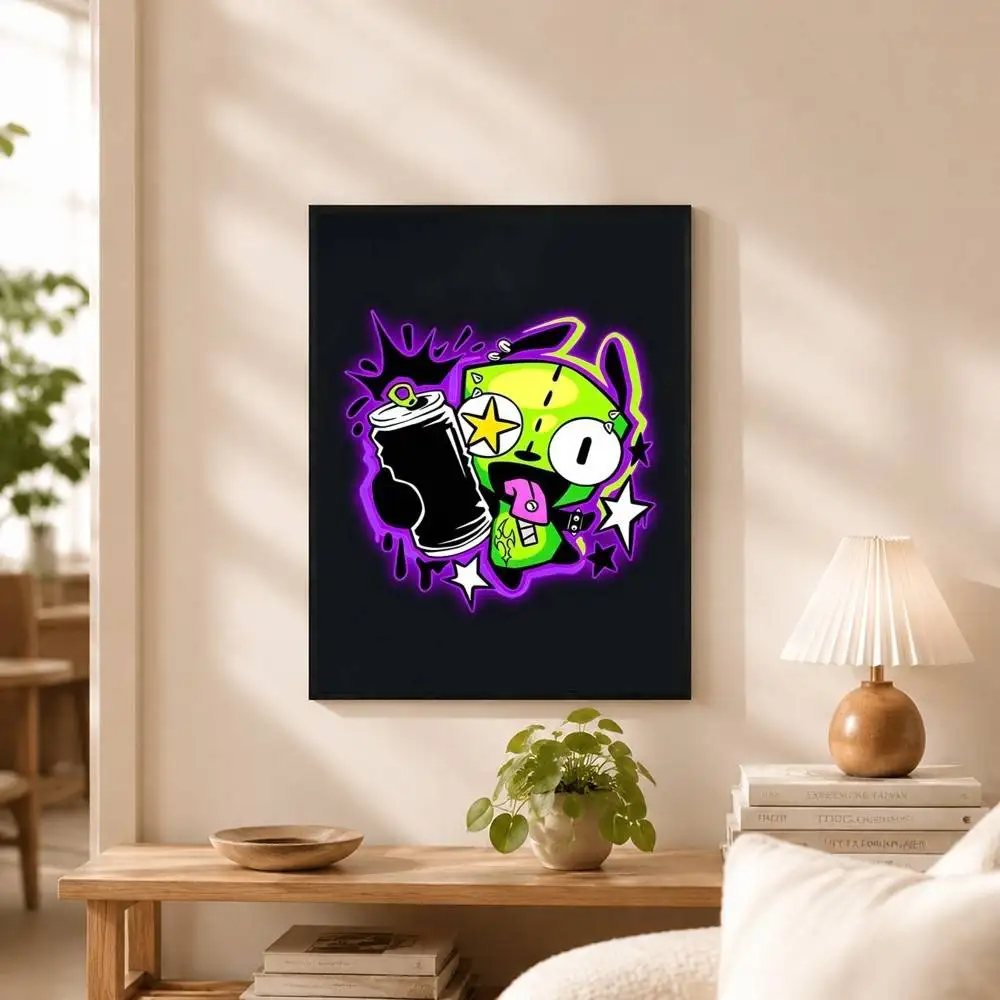 Cartoon Invader Zim Gir  Poster Waterproof Wall Art Sticker For Bar Living Room Vintage Decor High Quality Print Gift