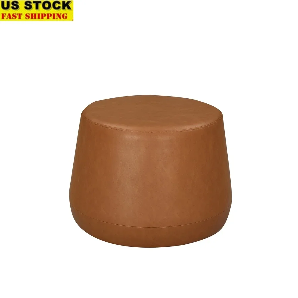 

Morgan Thimble Ottoman Faux Leather Padded Seat Indoor Accent Furniture Cozy Design Extra Seating Living Room Bedroom Office