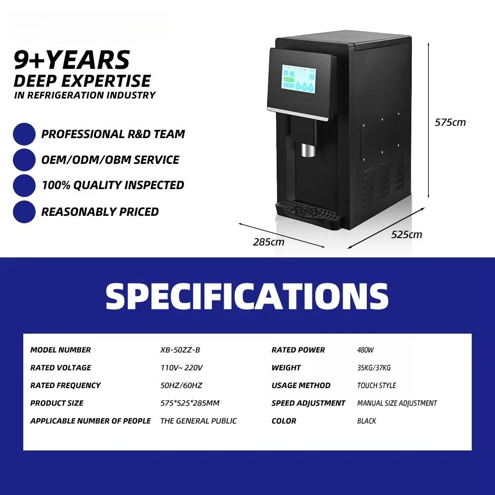 Stock Available Restaurant  50KG/24h Ice Maker Machine Commercial Grade Chewable Pebble Ice Water Dispenser Countertop
