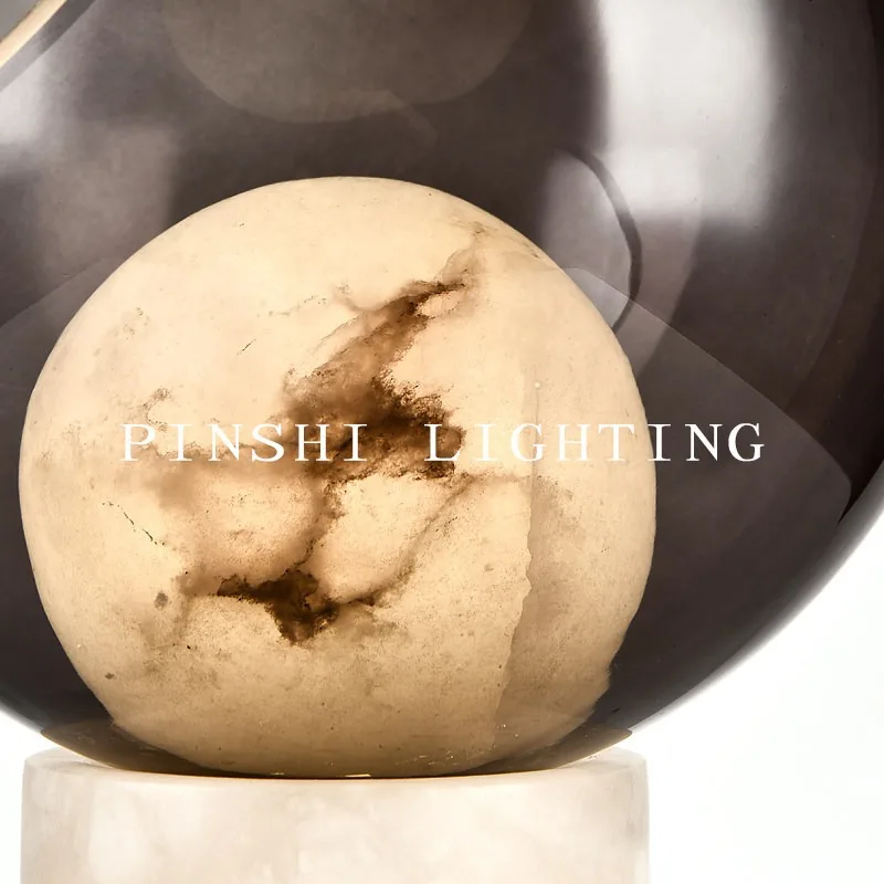 Modern simple marble table lamp, designer light luxury living room bedroom bedside lamp