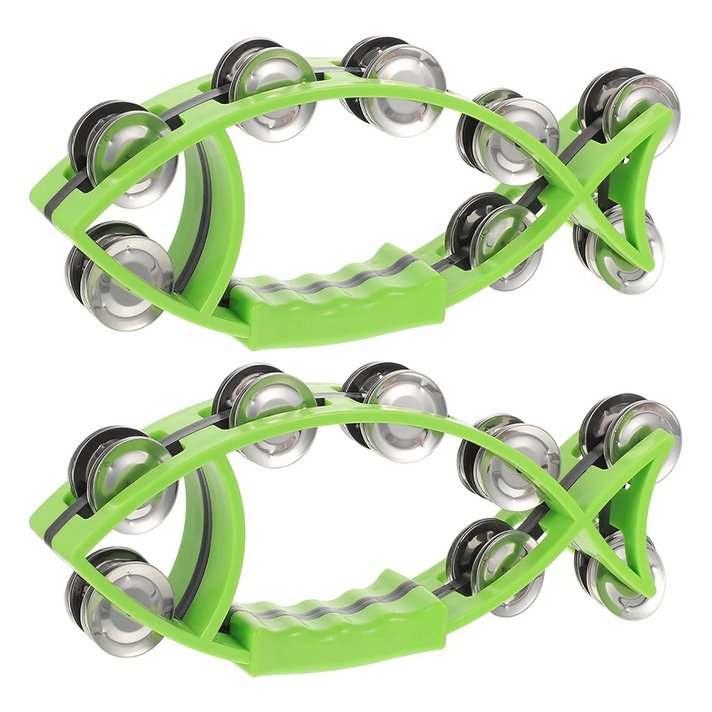 

2pcs Fish Shape Hand Bells Tambourine Musical Rhythm Instruments For Kids Adults Party Dance Percussion Jingle Bell Shaking