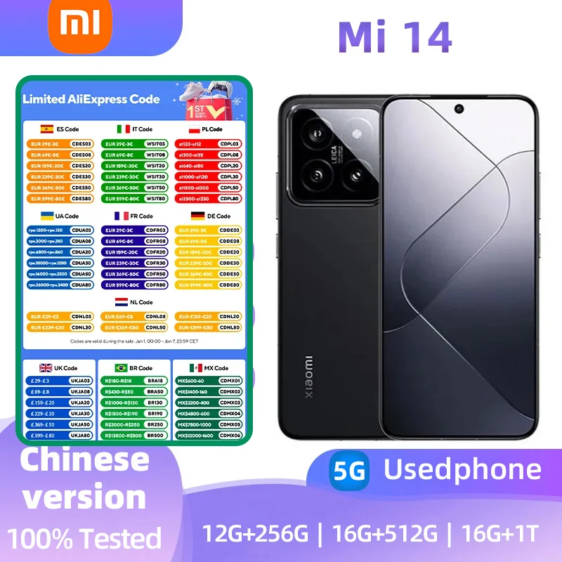 Xiaomi Mi 14 5G Android 6.36 inch RAM 12GB ROM 256GB Qualcomm Snapdragon 8 Gen3 used phone