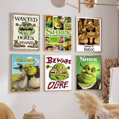 Cartoon S-Shrek-K funny Posters Dormitory Decorations Bedroom And Living Room Wall Murals Souvenirs