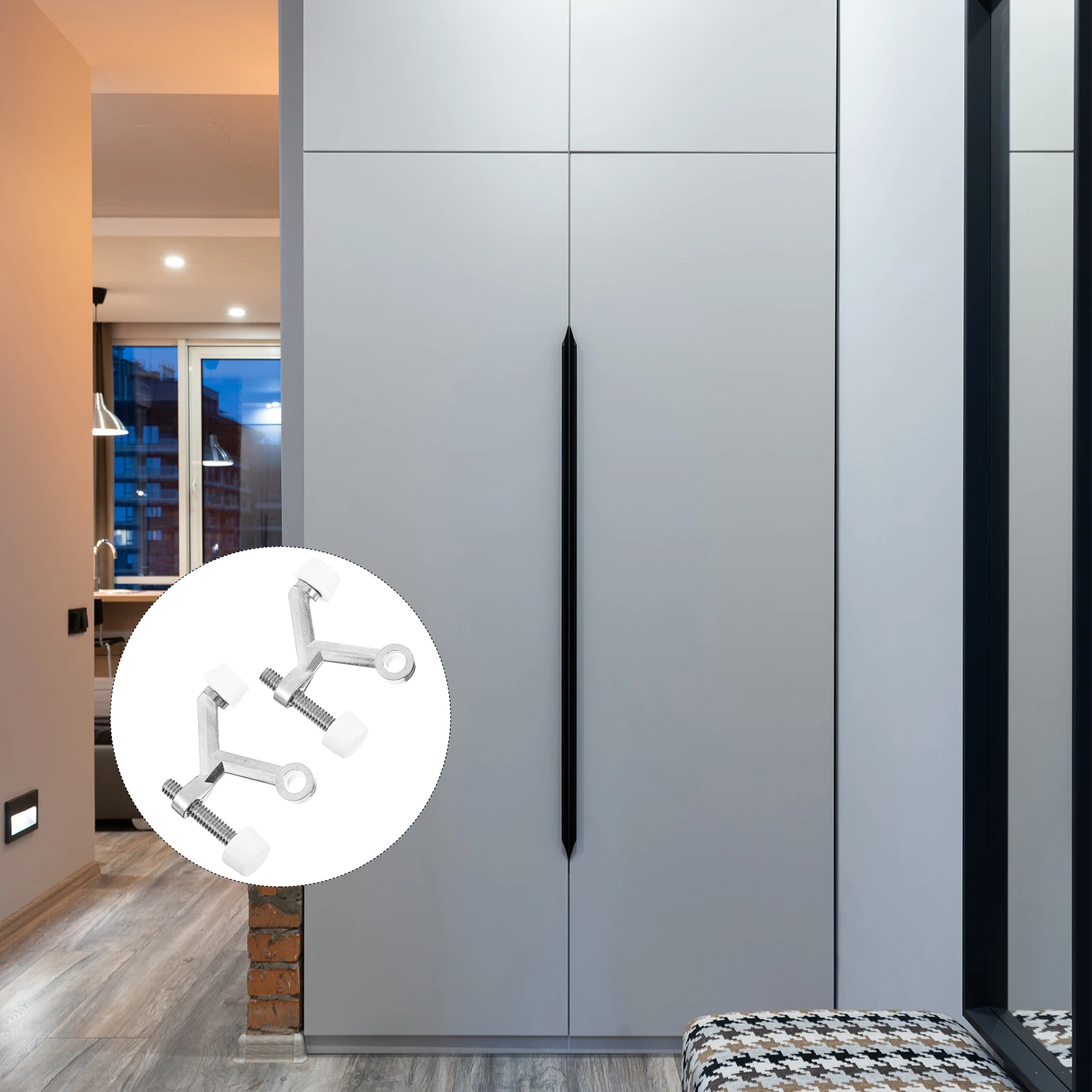 

4Pcs Door Stopper Zinc Alloy Buffer Household Door Bumpers Wall Protector Mute Anti-Collision Stopper for Home Office Hotel Use