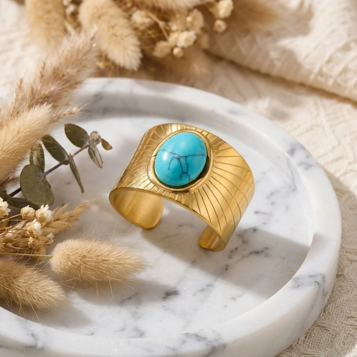 Edelstahl Blau Naturstein Geometrische Fingerringe für Damen und Herren Französischer Vintage Sonnenblumen-Blatt Runder Ovaler Ring Schmuck – Detail 28