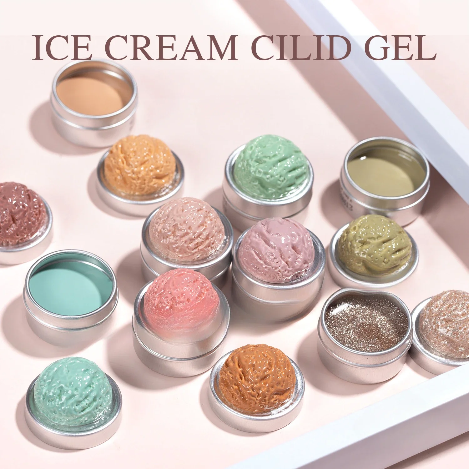 Pegamento de esmalte de uñas sólido de 64 colores, textura de helado, pegamento para uñas, mezcla de pegamento, pintura degradada, relleno, latas de pegamento, esmalte de Gel