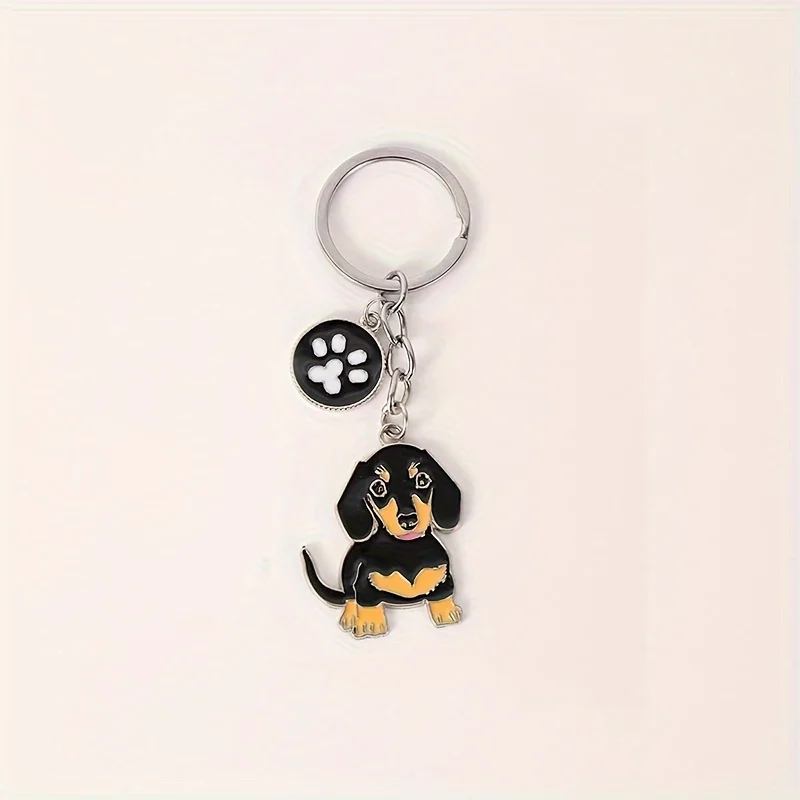 1 piece, cute cartoon, dachshund keychain, pendant, metal, small pendant, bag decoration, couple gift, bag pendant, creative small gift, zinc alloy.