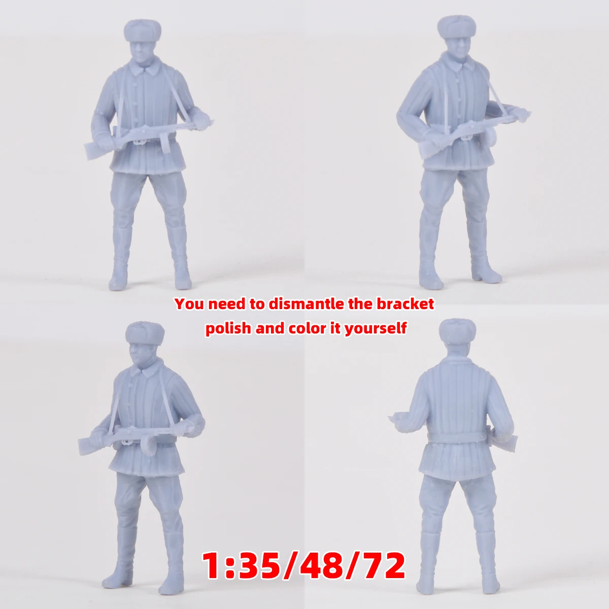 Maßstabsgetreuer Miniaturmodellbausatz, sowjetische Soldaten, Offiziere, Set, Militär, zum Zusammenbauen, unbemalte Figuren, Diorama, 1939–1945, 6 Stück, 1/35, 1/48, 1/72 – Detail 4