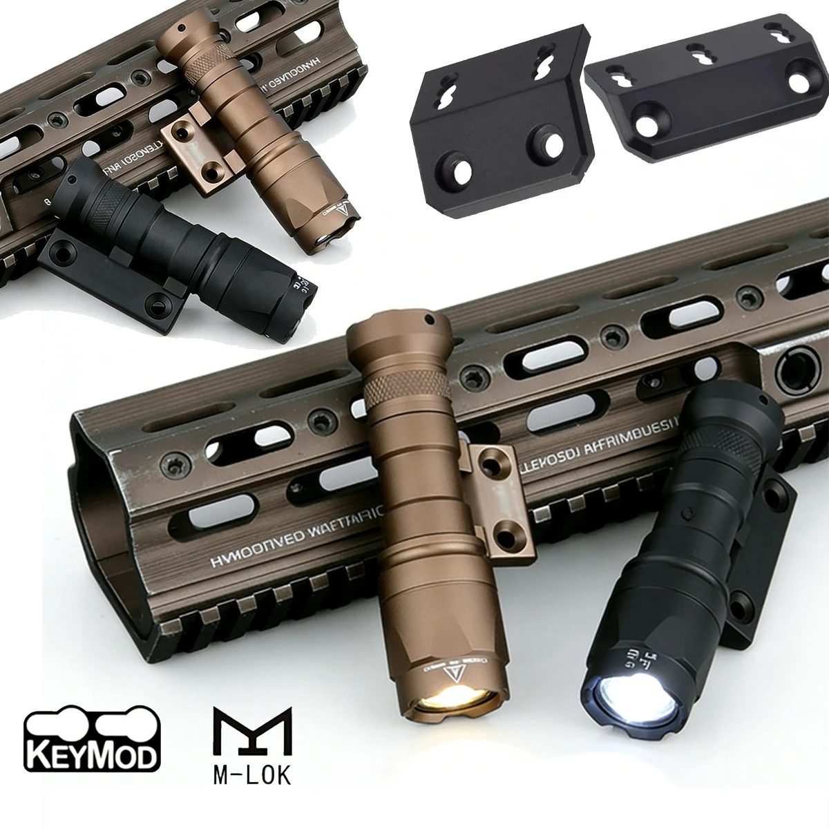 

Tactical Surefir M300 M600 Flashlight LED White Light Hunting With Offset Metal Mount Base Fit SMR System Mlok Keymod 20MM Rail