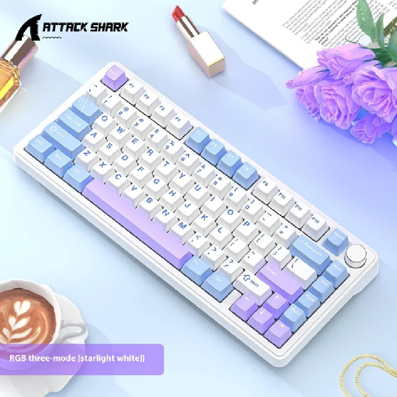 Attack Shark X85 mechanical keyboard RGB Three-mode wireless Bluetooth hot plug side carved game customized luminous keyboard