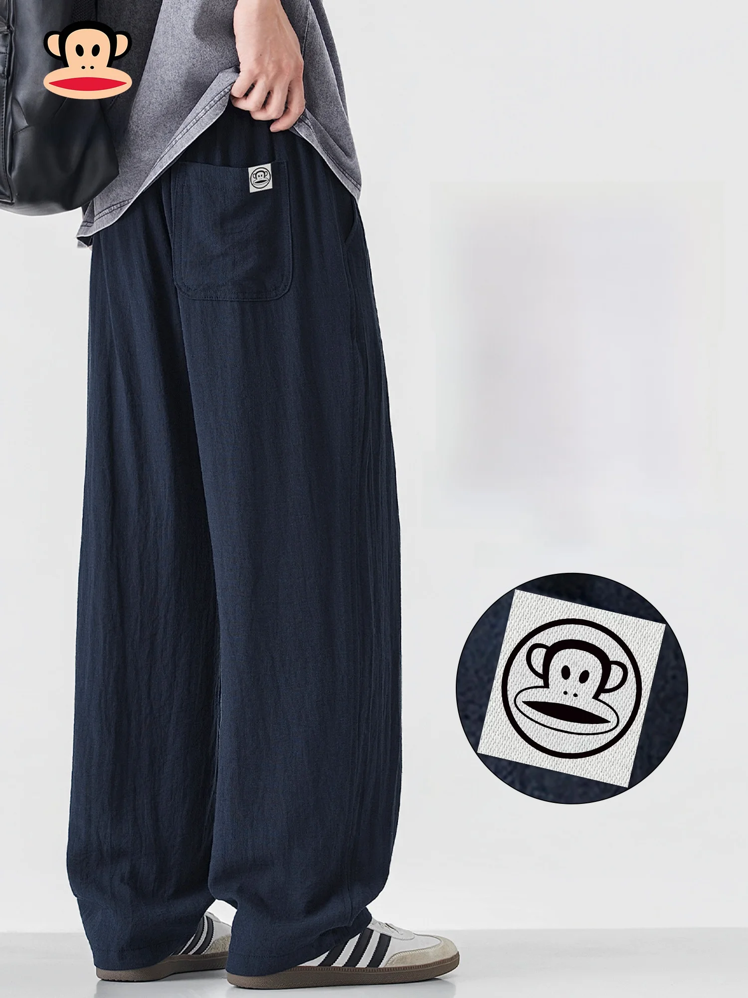 

Льняные тонкие повседневные брюки PaulFrank для мужчин, летние свободные прямые брюки, дышащие, удобные, повседневные, модные